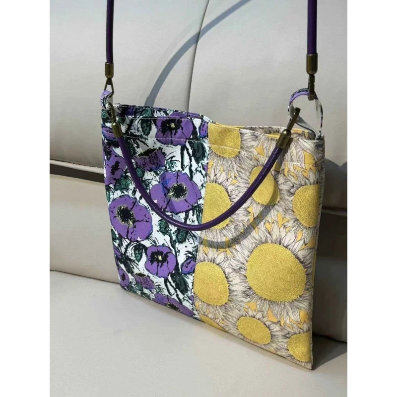 【八妹】6876黄紫双拼（34*32cm）手提单肩斜挎包