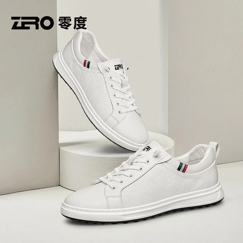 【商场同款】ZRO零度官方男鞋2025新款真皮小白鞋一脚蹬休闲板鞋