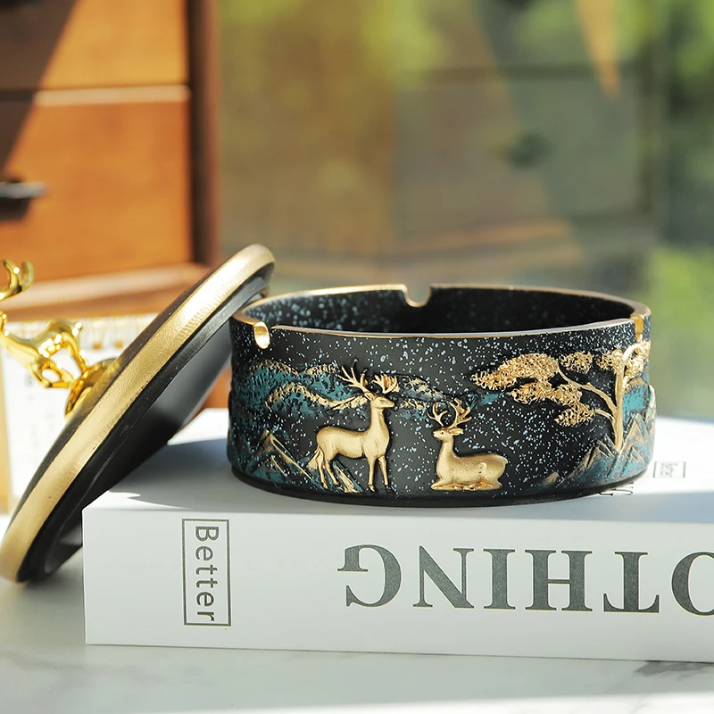 【特价优惠】宿舍上铺烟灰缸带盖时尚烟盅家用客厅办公室防飞灰摆件