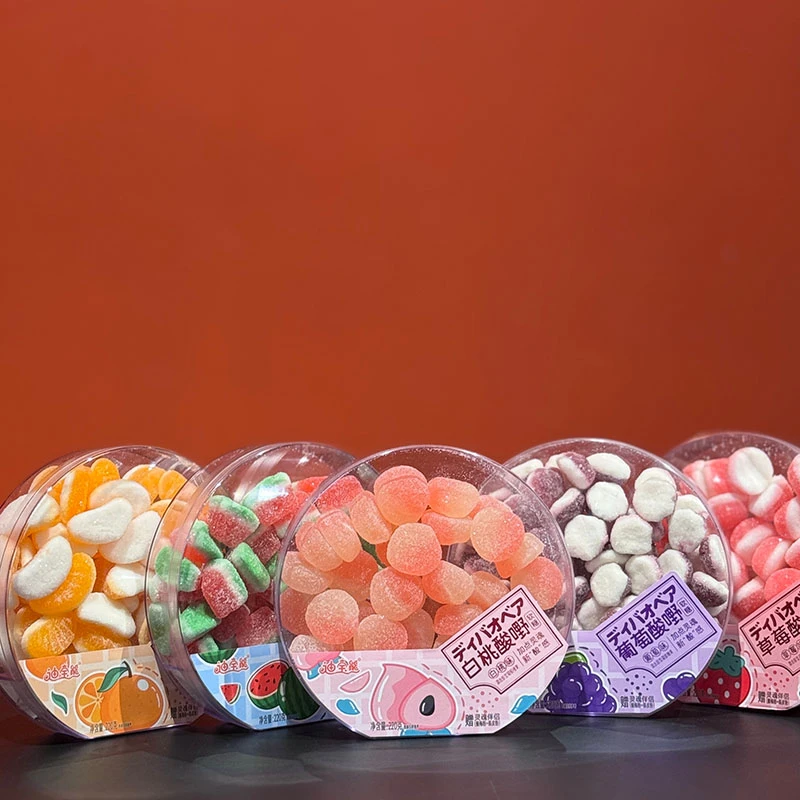 迪宝熊西瓜草莓葡萄白桃桔子酸嘢软糖盒装高颜值多口味软糖零食品