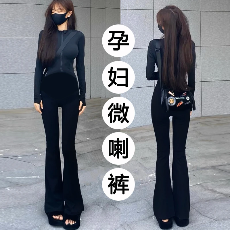 秋季显瘦网红孕妇微喇叭裤马蹄裤春秋款洋气时髦外穿黑色西装长裤