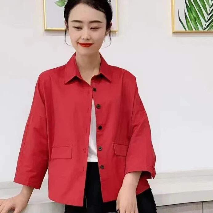 JH24007春季女士短外套2024新款宽松休闲洋气时尚百搭外套