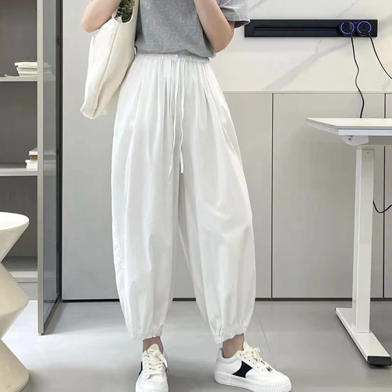 【55163】休闲裤女夏季直筒宽松九分哈伦裤萝卜裤小个子长裤子