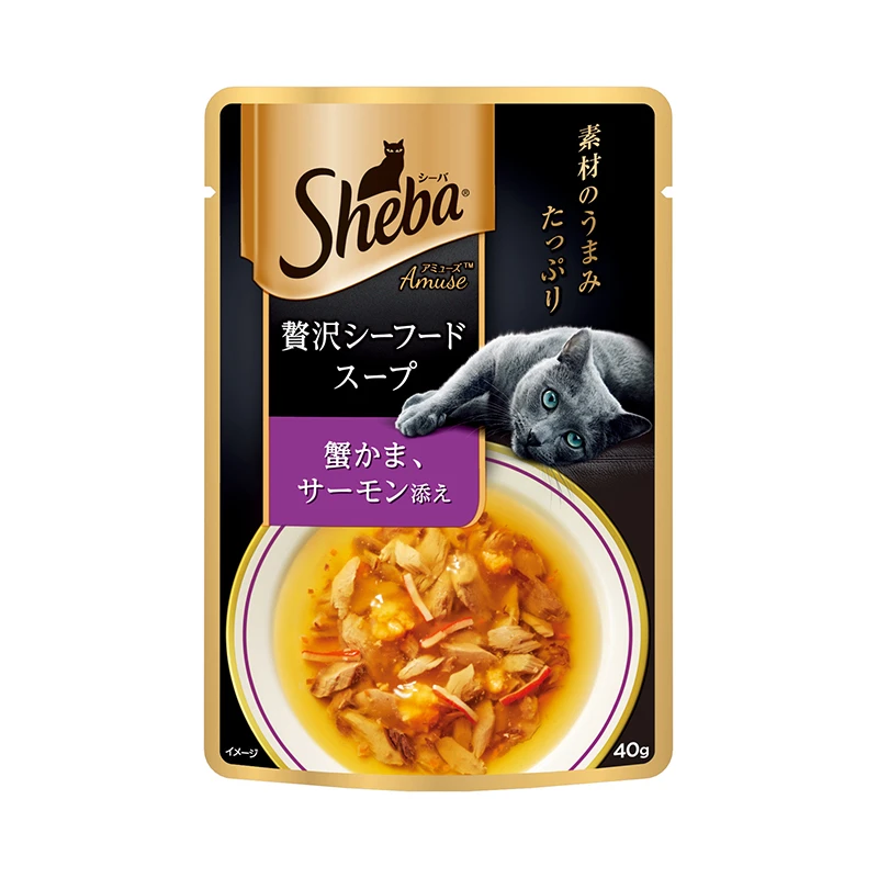 SHEBA/希宝进口新鲜成猫浓汤汁软包吞拿鱼三文鱼蟹柳口味40g*1包