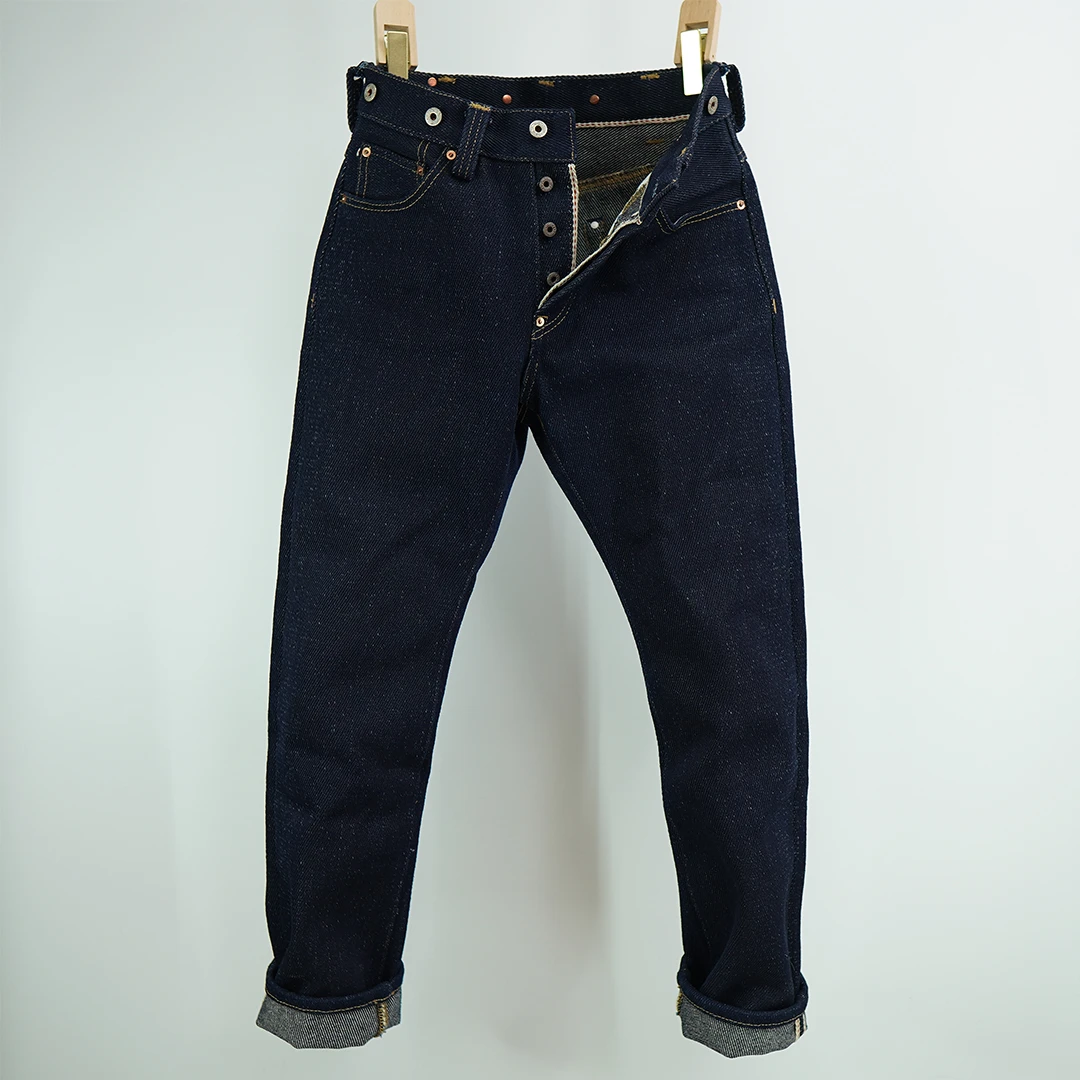 私人定制32盎司原浆原色超级重磅赤耳丹宁牛仔裤男纯棉无弹养牛款