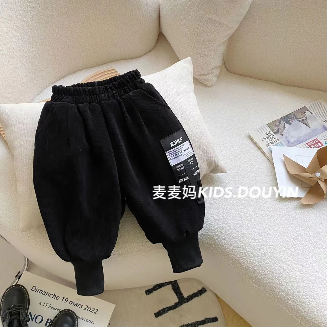D307 【麦麦妈】小童双层加绒百搭束腿裤冬季厚绒卫裤