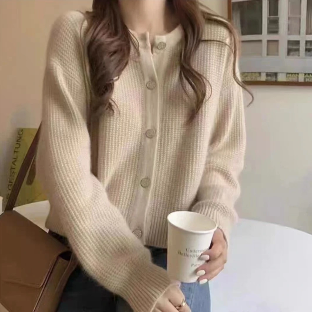 粉色毛衣开衫女秋冬款外穿温柔慵懒风甜美宽松软糯糯秋冬针织外套