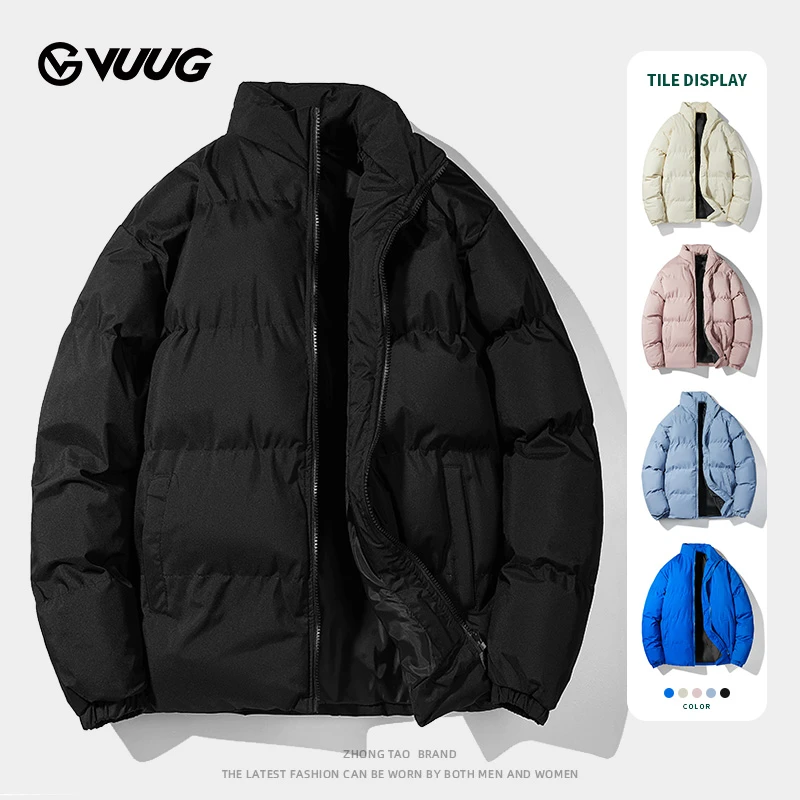 VUUG男装冬款外套棉衣潮牌立领加绒厚百搭冬季休闲保暖大码男棉服