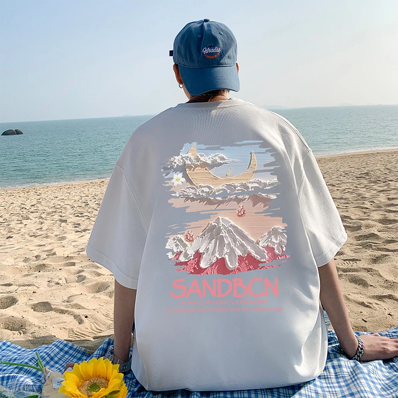 VUUG官方旗舰店短袖t恤男夏季100%纯棉油画质感潮牌大码男士半袖