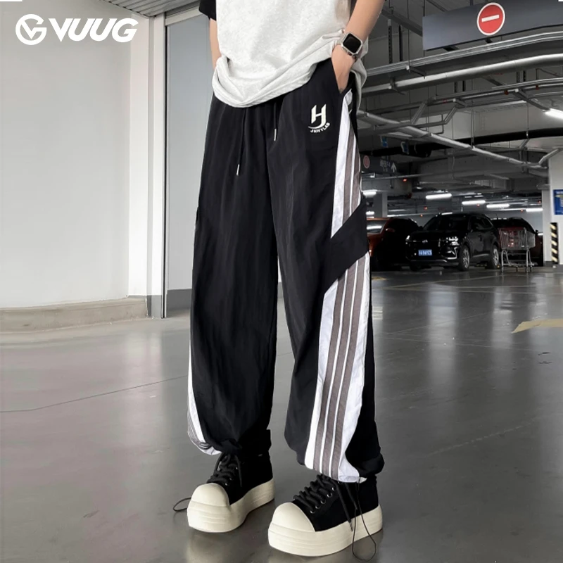 VUUG夏季薄款凉感宽松阔腿休闲九分裤子运动户外百搭弹力休闲裤