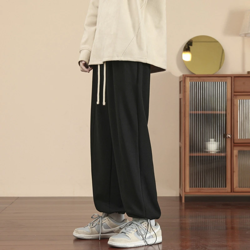 休闲裤男春秋季潮牌ins宽松抽绳束脚卫裤早秋男款阔腿运动长裤子