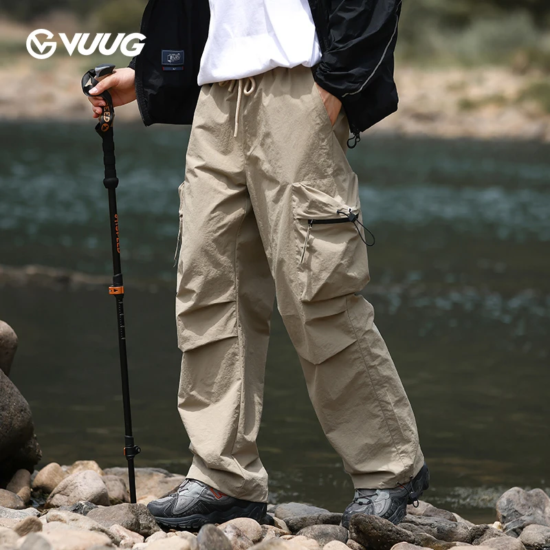 VUUG户外工装裤子男款夏季薄款速干潮牌宽松百搭多口袋男士休闲裤