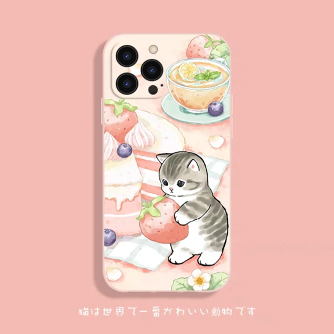 【苹果/华为/OPPO/VIVO/小米/荣耀】小猫草莓粉色硅胶个性ins手机壳
