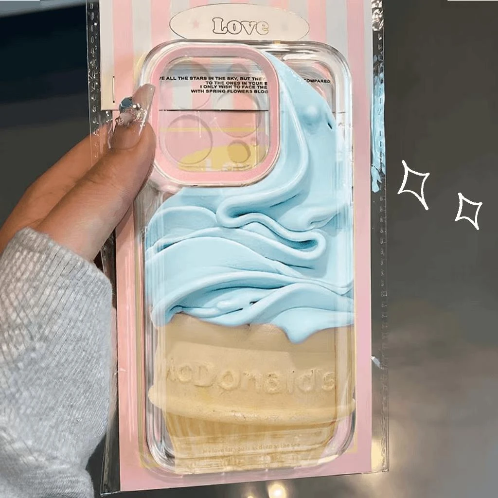 蓝色冰激适用苹果15pro/14手机壳11iphone13女12小米vivo华为oppo