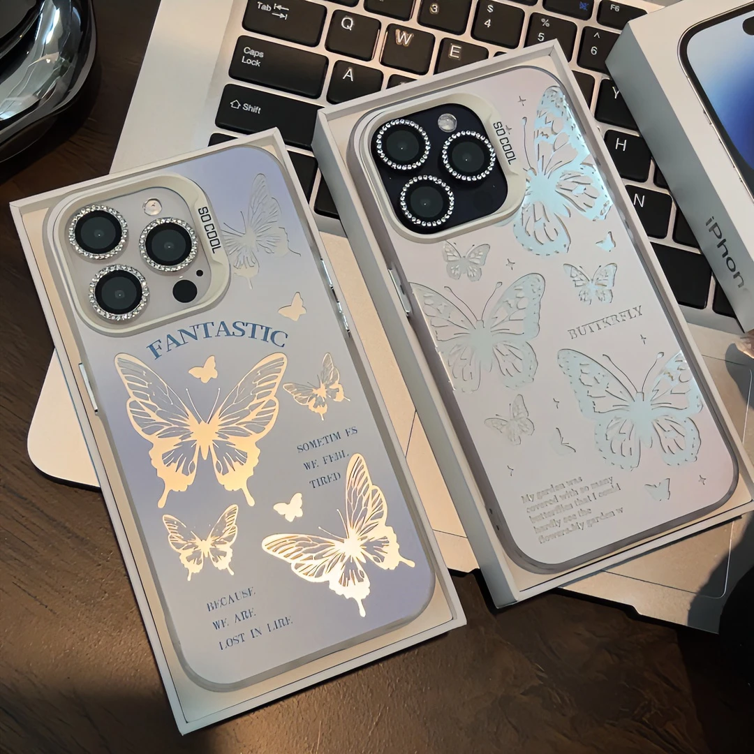 气质镂空蝴蝶适用iphone15/14/13元气壳12/网红ins防摔磨砂手机壳