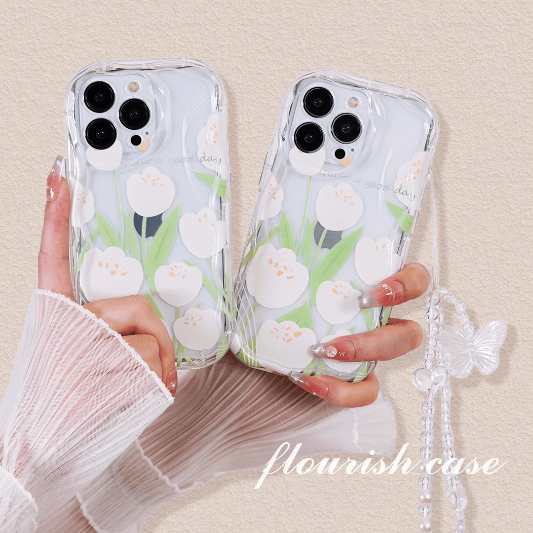 【苹果/华为/OPPO/VIVO/小米/荣耀】奶油壳仙气白花丛ins透明手机壳
