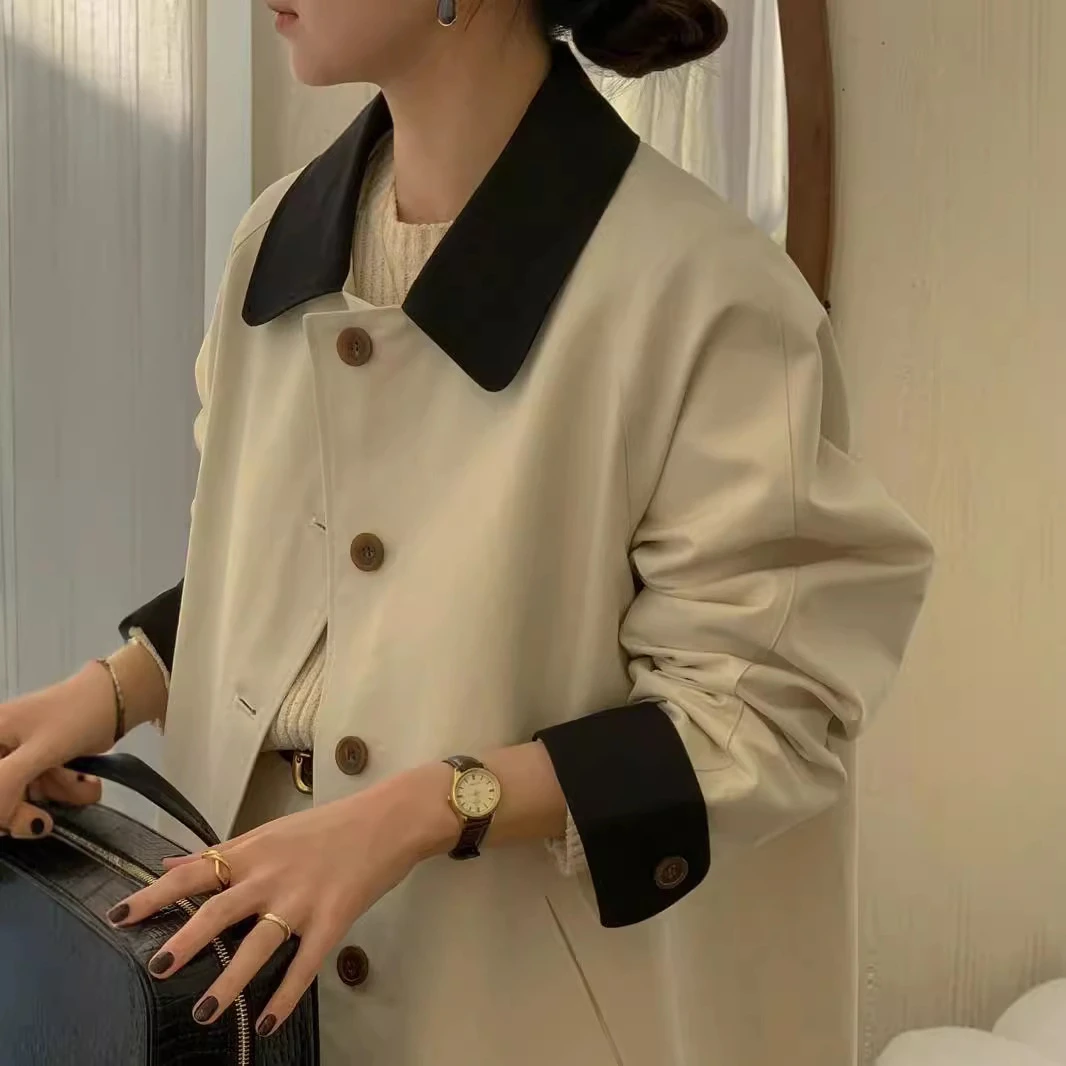 韩系单25秋slowb新款英伦风衣气质优雅法风翻领外套女6020-w