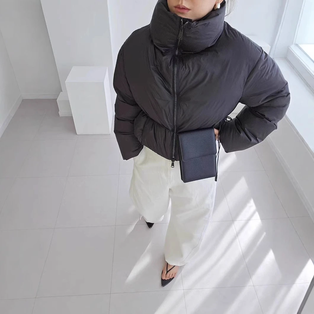 J SH*P腰抽绳立领羽绒服韩国东大门24新款洋气通勤鹅绒服25022-y