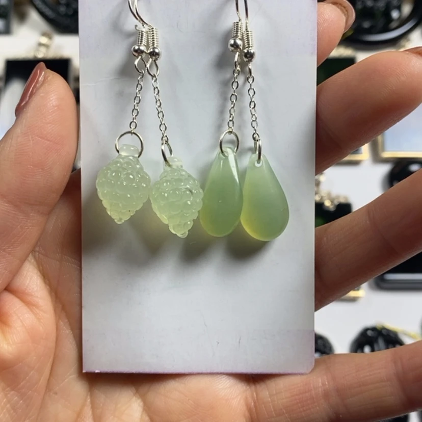 【闪购商品】岫玉耳坠未镶嵌