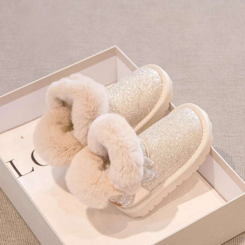 女童鞋子雪地靴2023年冬季新款儿童靴子加绒加厚大棉鞋短靴雪地棉