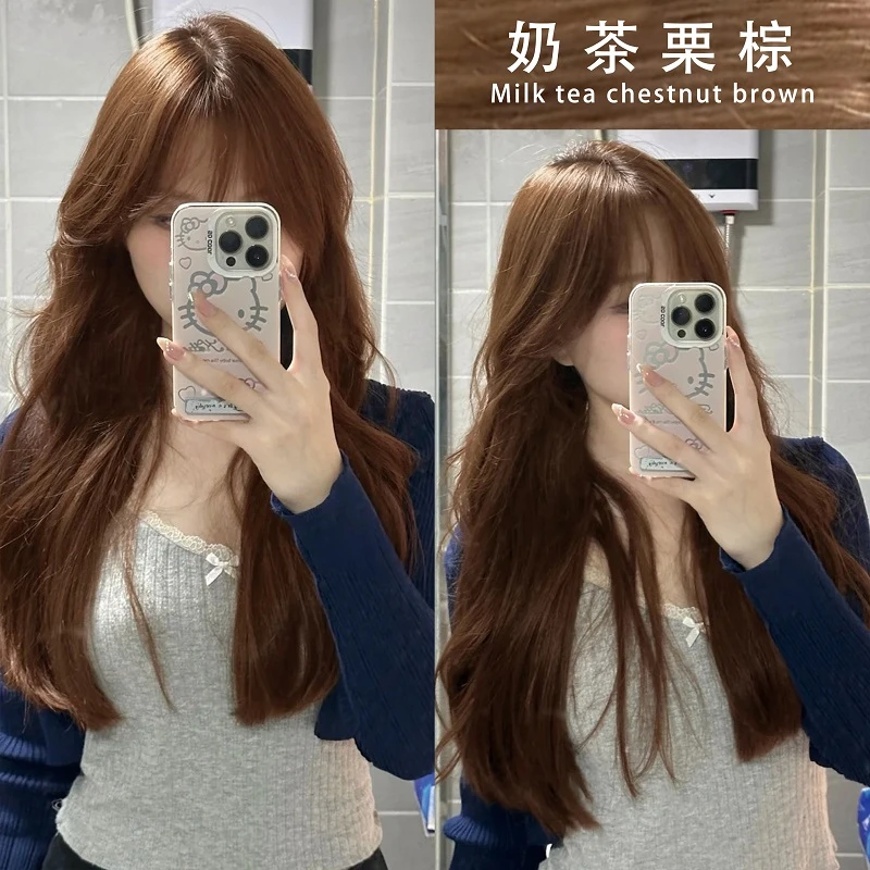 奶茶栗棕色染发剂免漂显白流行色不伤发植物自己在家用染头发膏纯