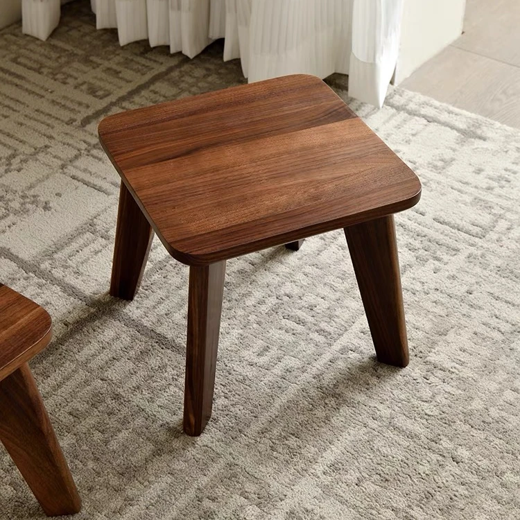 新中式 北美黑胡桃木 家用 客厅  简约 结实 小方凳