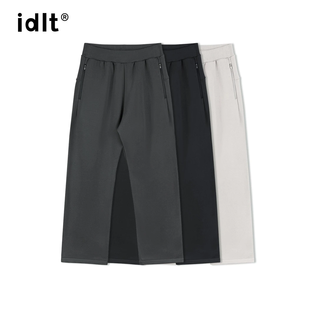 idlt 阔腿宽松卫裤400g全棉拉链运动休闲裤街头基础款高能感男N72