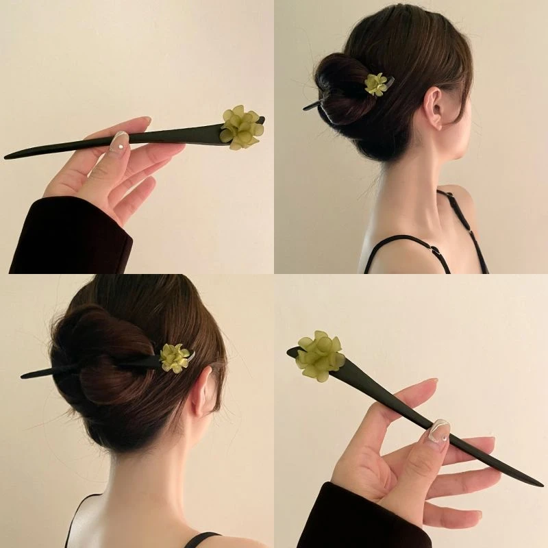 山茶花发簪女古风新中式木簪子马面裙高级感发饰钗子汉服旗袍头饰