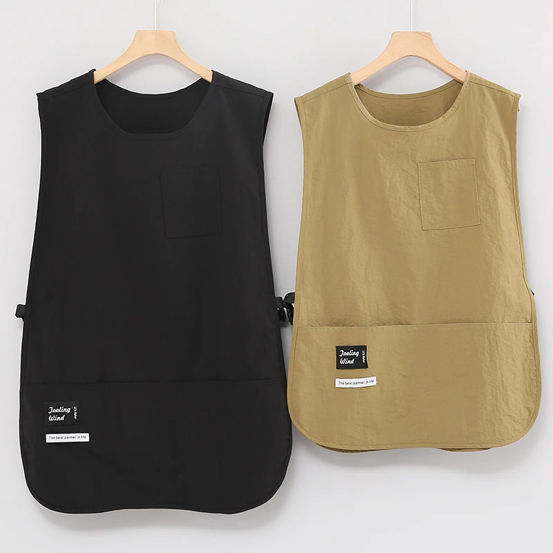 适合年轻人的帅气工装马甲围裙加长款无袖文艺简约可上班使用防污