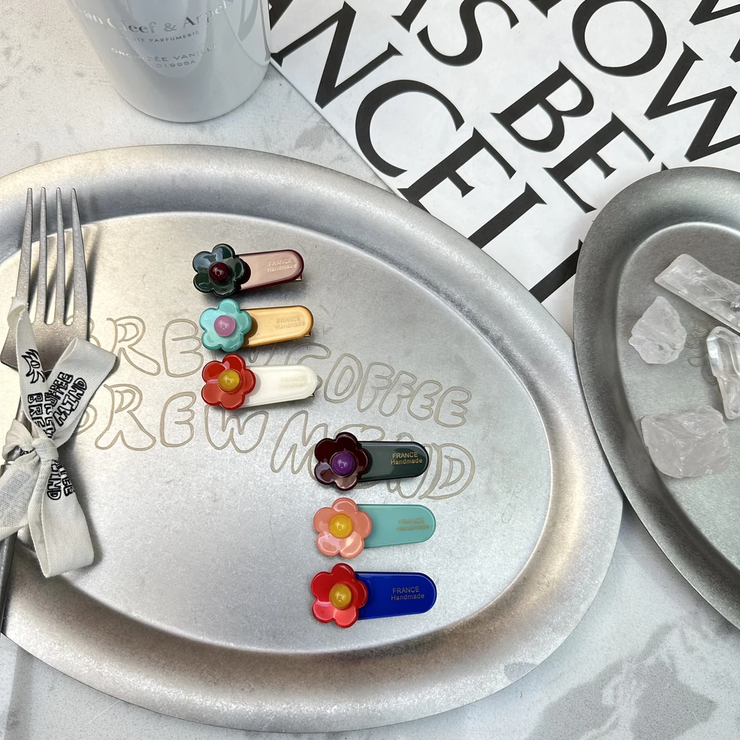 Mi33 韩版饰品 彩色可爱花朵鸭嘴夹边夹（一组）J04059162