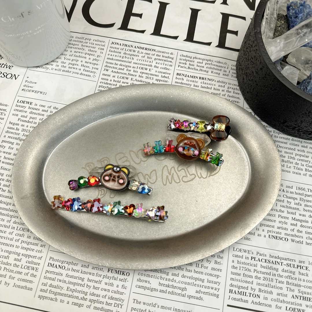 Mi33 韩版饰品 彩色可爱小熊鸭嘴夹边夹（一组）J12063110