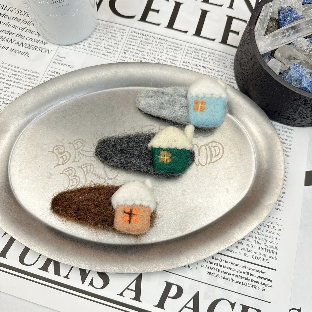 Mi33  可爱毛毡卡通屋BB夹（单只）Y49056B2-1