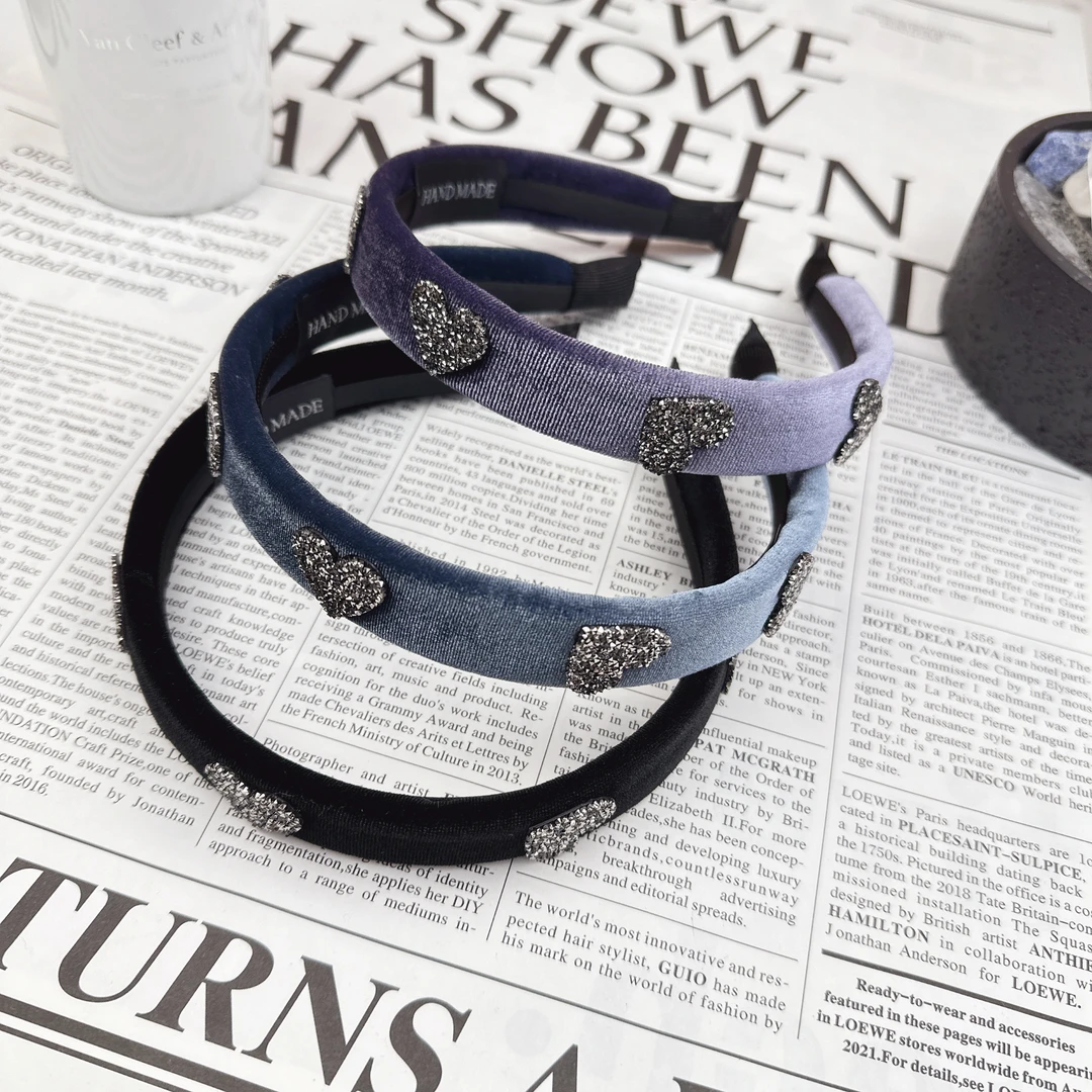 Mi33韩版网红饰品满钻爱心ins丝绒发箍发饰头饰头箍F05061008