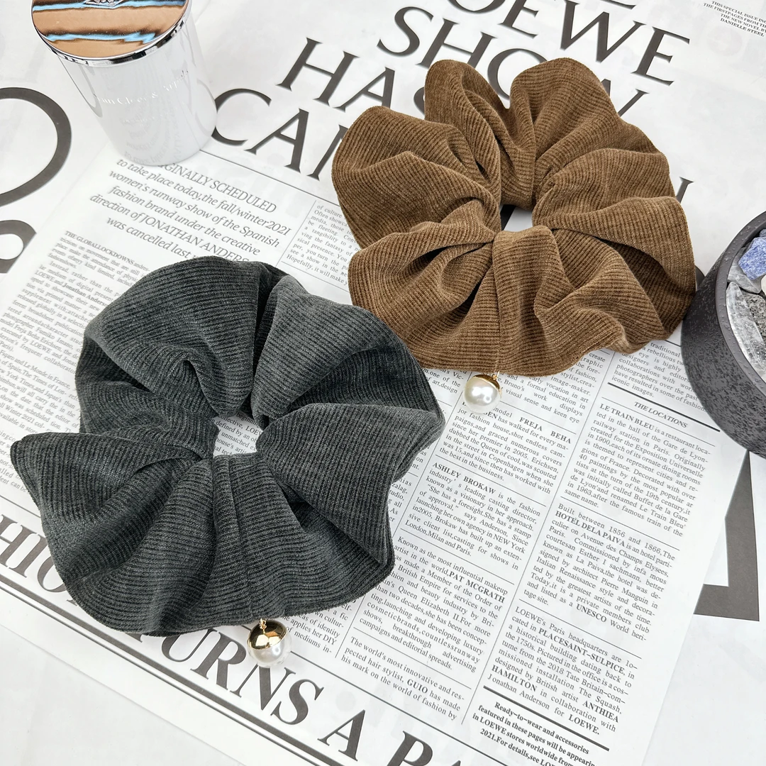 Mi33 韩版饰品 秋冬毛呢珍珠大肠发绳发圈 Q05060043