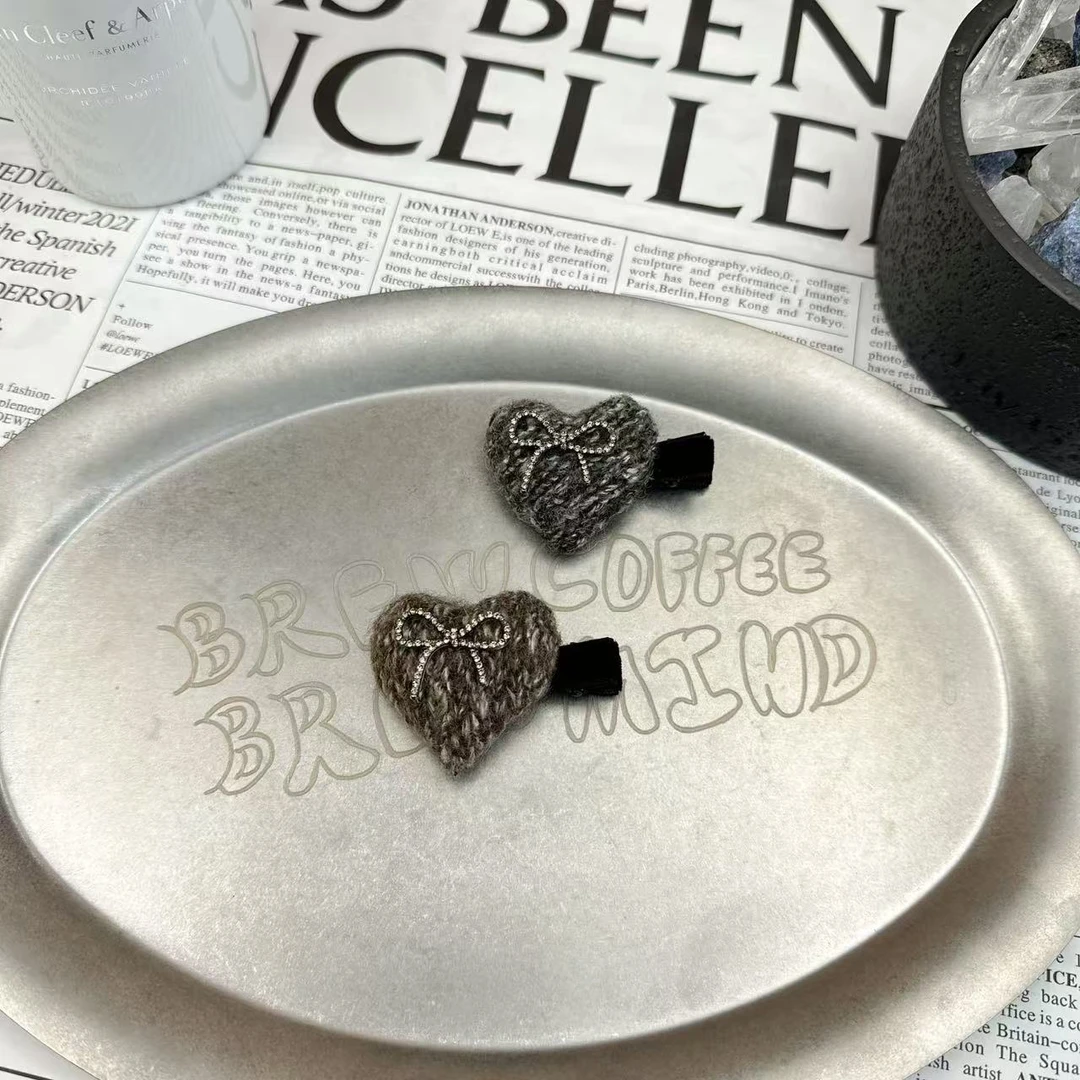 Mi33  毛毡爱心满钻蝴蝶结鸭嘴夹（单只）Y48056i2-3