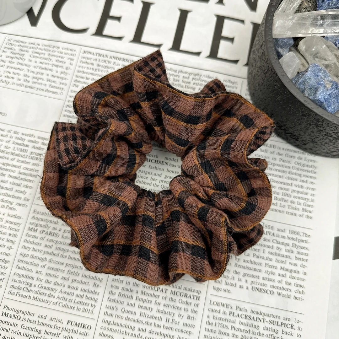 Mi33 韩版饰品 秋冬氛围感双层格子大肠发绳发圈 Q18065019