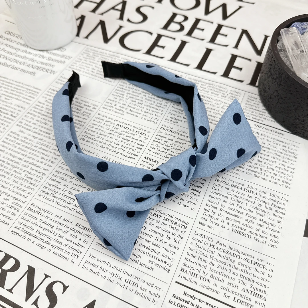 Mi33 韩版饰品 蓝色波点蝴蝶结发箍  F88055063