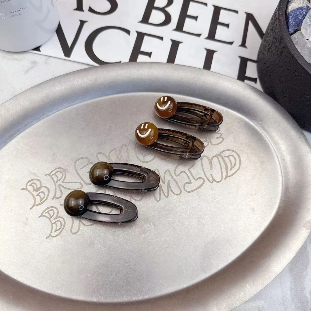 Mi33 韩版饰品 开心笑脸款碎发鸭嘴夹边夹（一对）J22055125