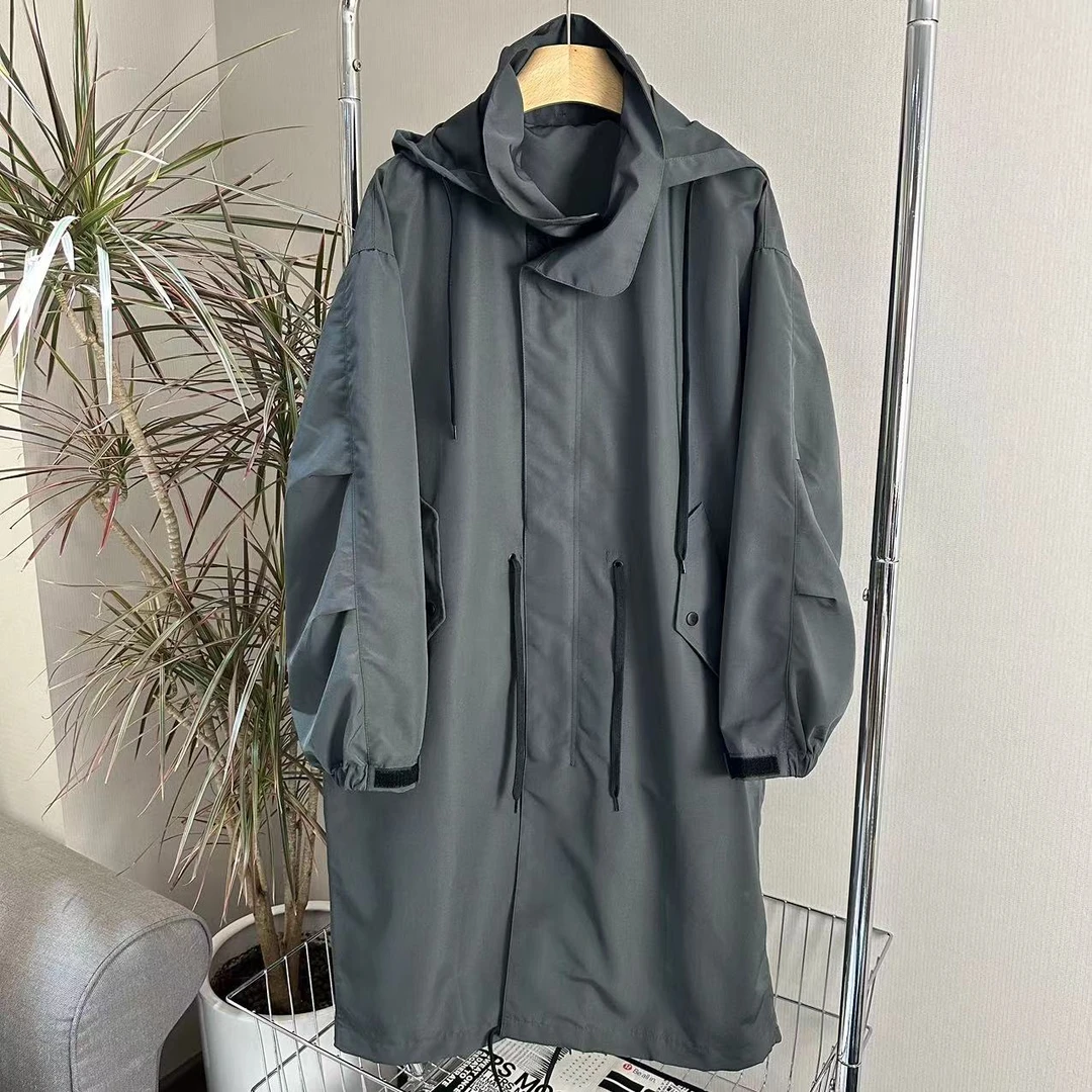 Mi33 定制款设计感立领连帽长款风衣外套 SH14549