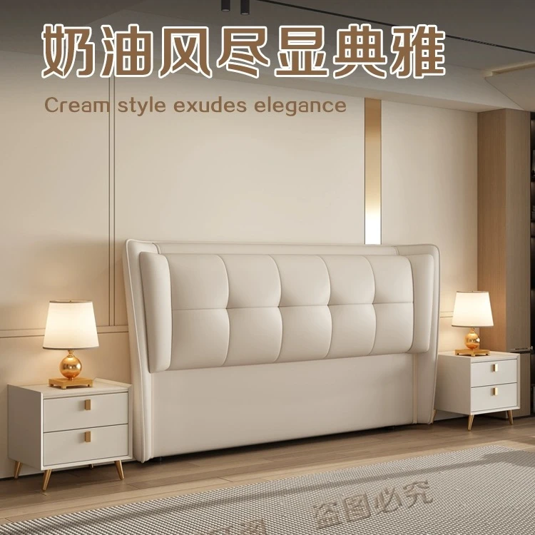 2025床头板软包落地靠背板轻奢简约现代全实木床头定制单买床头