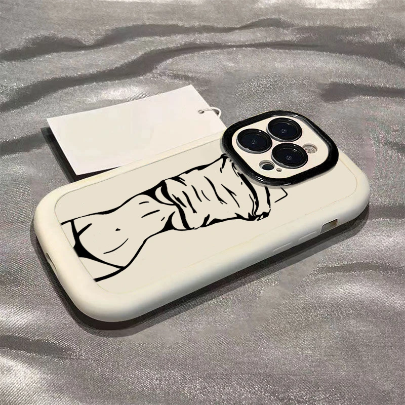 抽象艺术素描苹果15Pro手机壳iPhone14卡通12pro趣味防摔11/13新