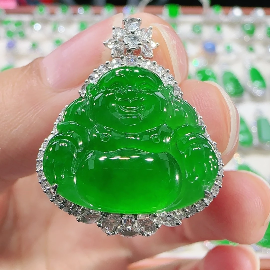 翡翠吊坠(不含链)18K金镶嵌