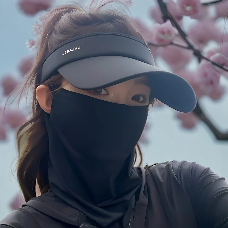 帽子夏季帽子女新款遮阳防紫外线太阳帽鸭舌空顶帽骑车遮脸透气