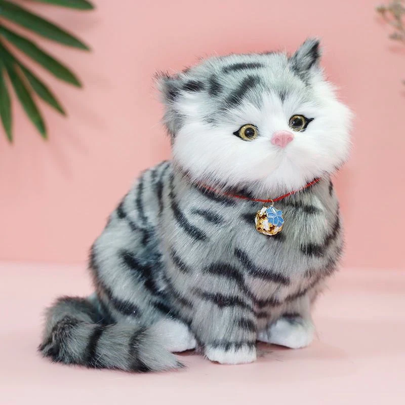 仿真假猫咪逼真玩偶小猫毛绒玩具猫猫公仔小动物模型会叫生日礼物