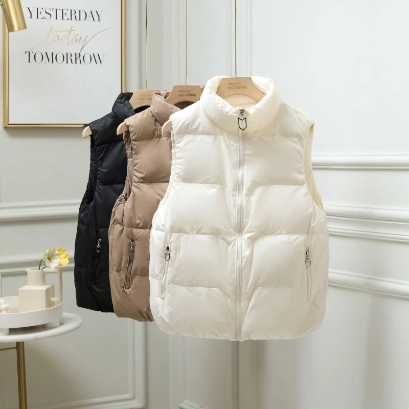 新款马甲韩版秋冬季宽松时尚百搭显瘦白鸭绒立领马夹保暖外穿轻薄