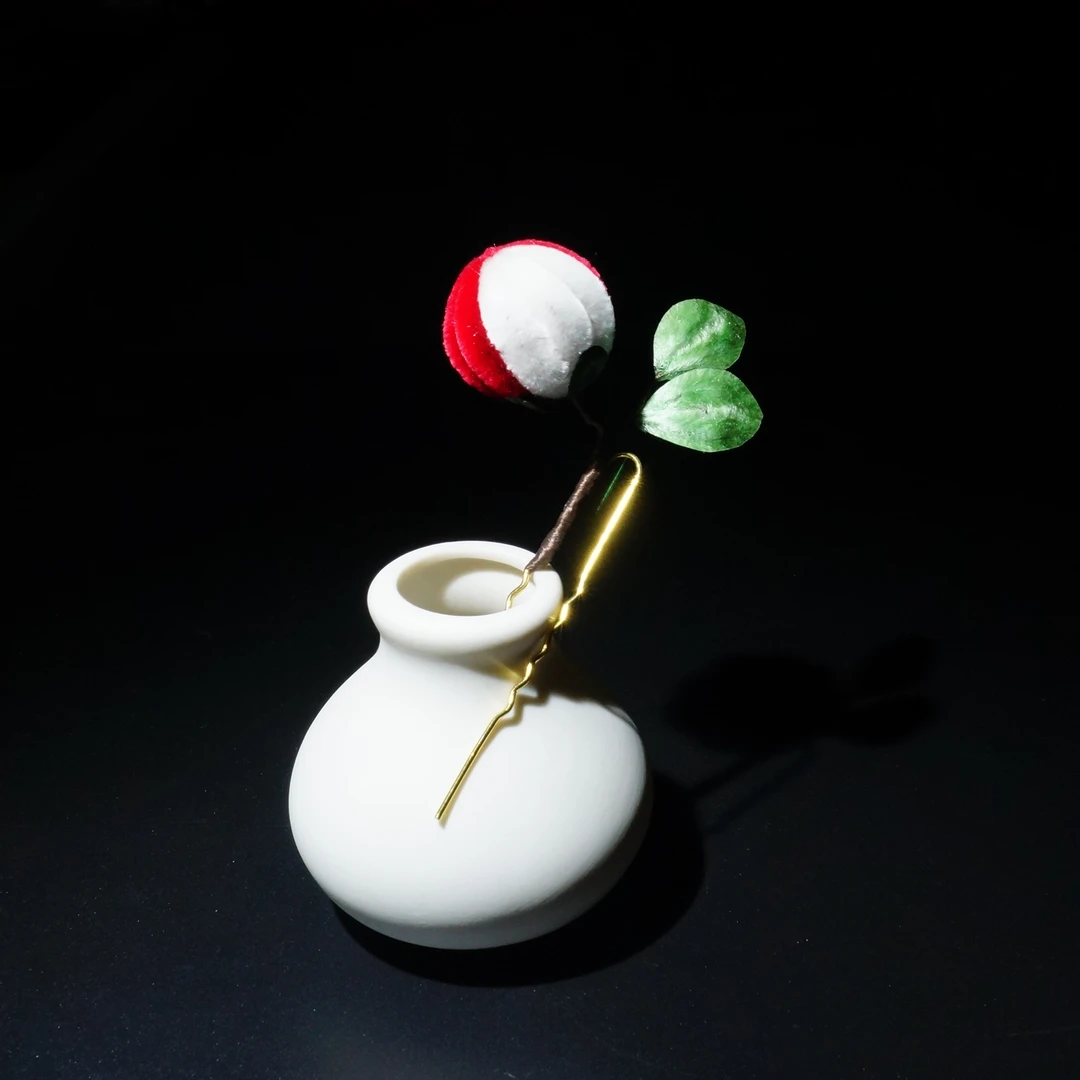 小师妹【知竹常乐】新款胖绒花山竹发钗簪娘手工超仙气国风