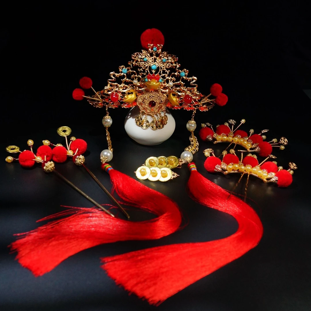 小师妹【小财神】新款新春发冠套装簪娘手工超仙气国风