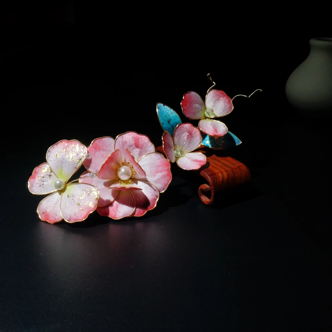 小师妹【满庭芳】新款掐丝绒花古典蝴蝶簪娘手工发簪软簪款不加主体