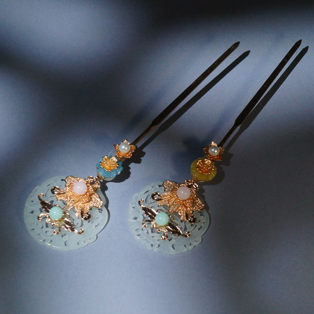 古风汉服发簪 小师妹【太常引】岫玉寿牌发簪发钗簪娘手工仙气