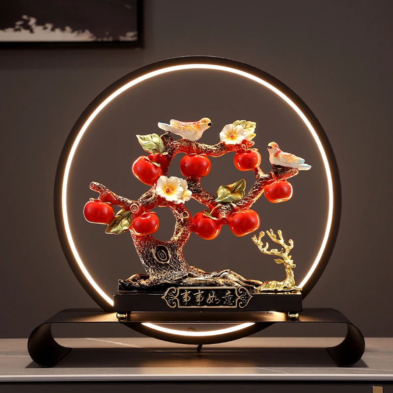 高颜值柿柿如意客厅摆件新中式装修风格家居装饰品新房入住礼品